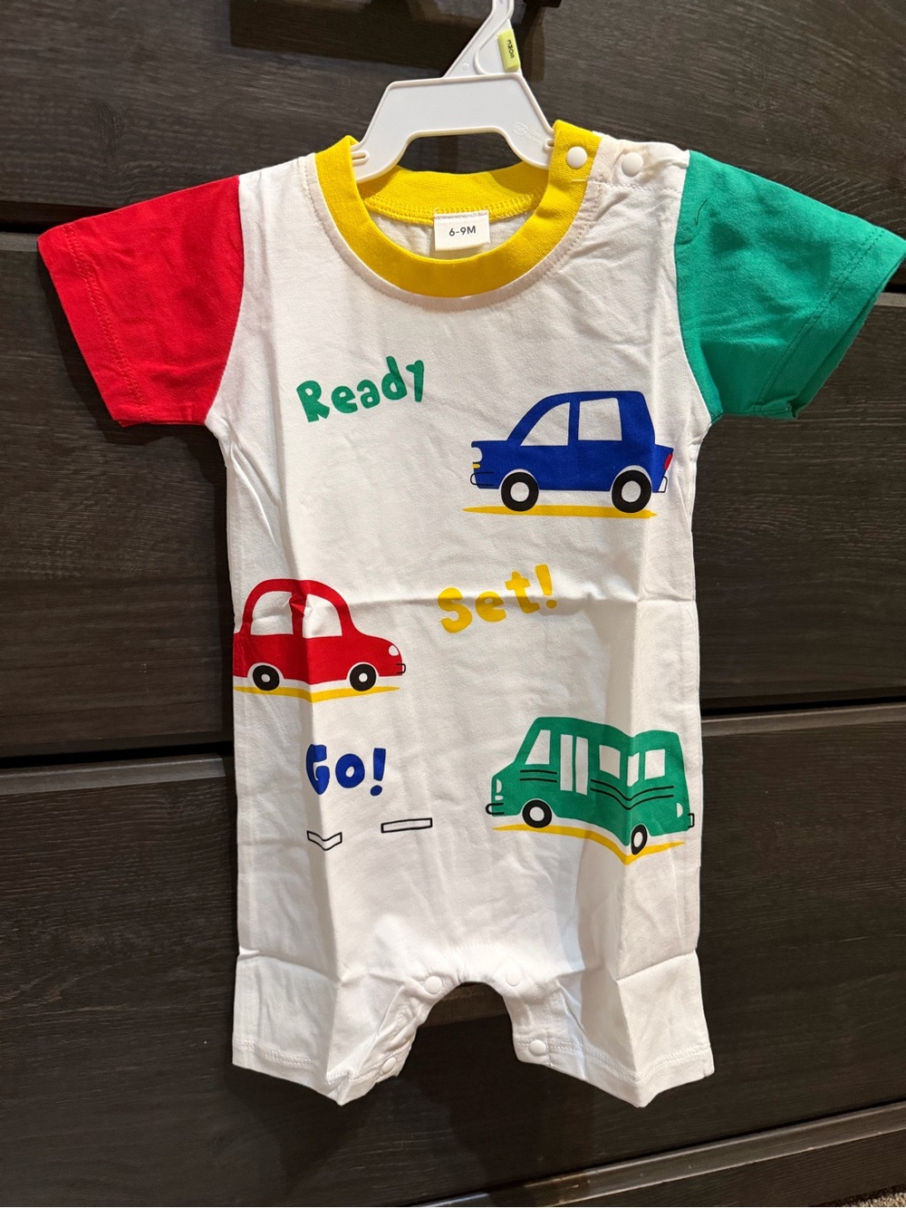 Ready Set Go! Baby Romper with Colorful Cars